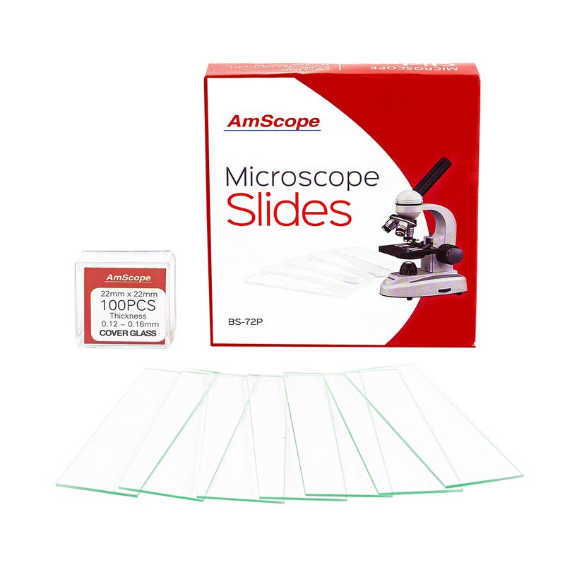 AmScope 72 Pre-Cleaned Blank Microscope Slides and 100 22x22mm Square Cover Glass - Image 3